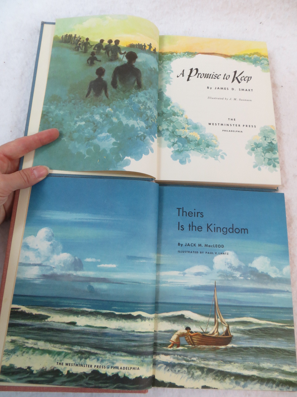 Lot of 4 THE WESTMINSTER PRESS ILLUSTRATED CHILDREN&rsquo;S RELIGIOUS BOOKS c1949