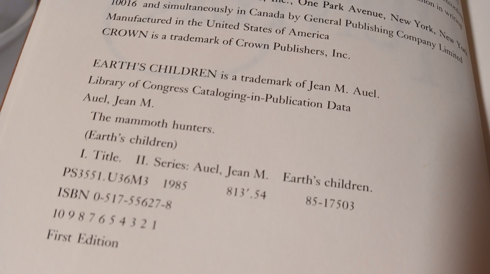 Jean M. Auel &lsquo;Earth&rsquo;s Children&rsquo; HB&rsquo;s – Set of 4 – 1st Editions