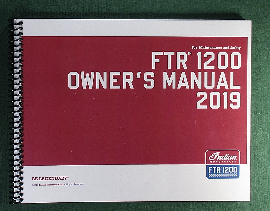 2019 Indian FTR 1200/1200S/1200 Rally LE Owner&rsquo;s Manual with Protective Covers