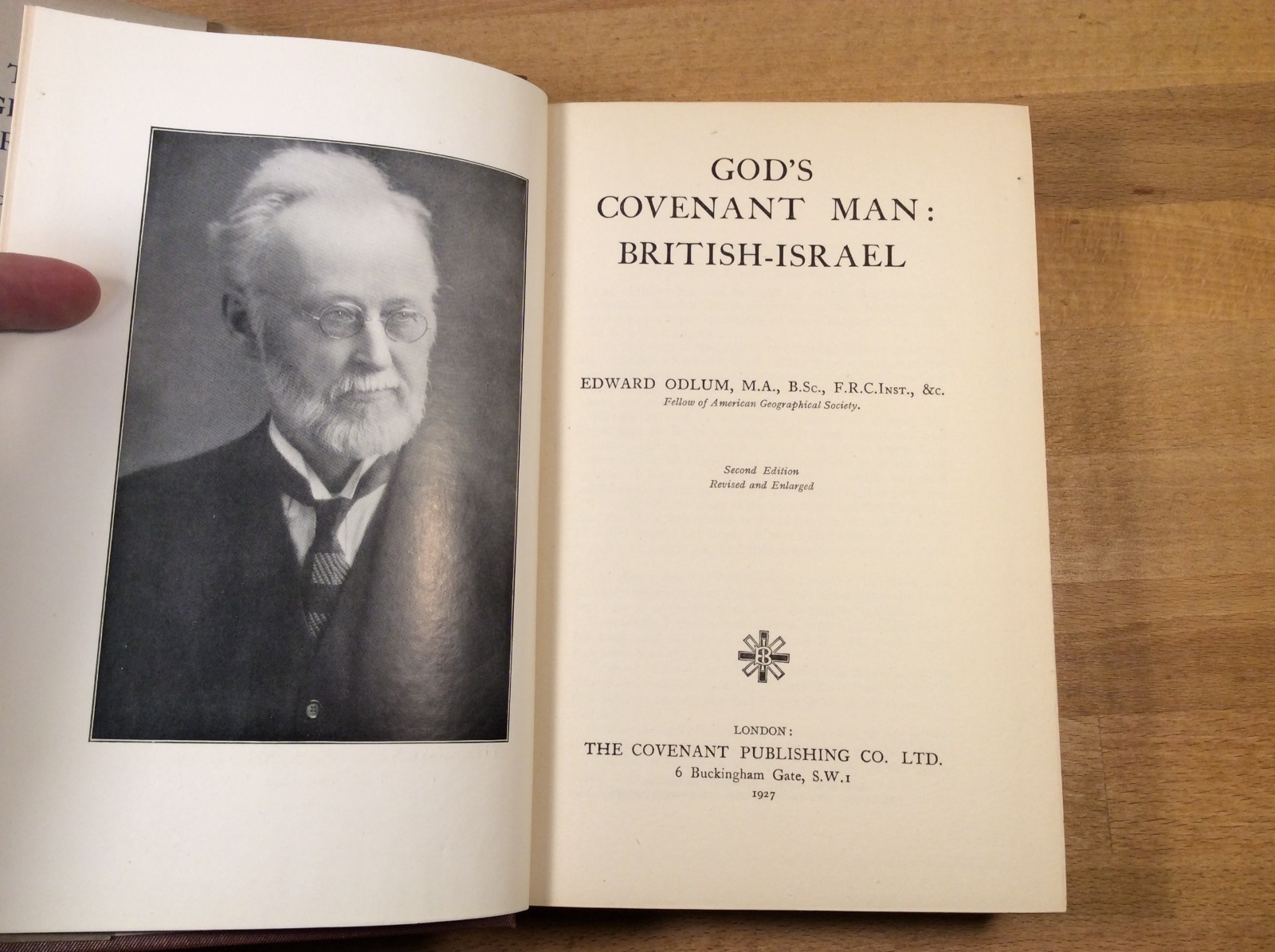 God&rsquo;s Covenant Man: British-Israel, Odlum, 1927 Hardcover, Covenant Publishing