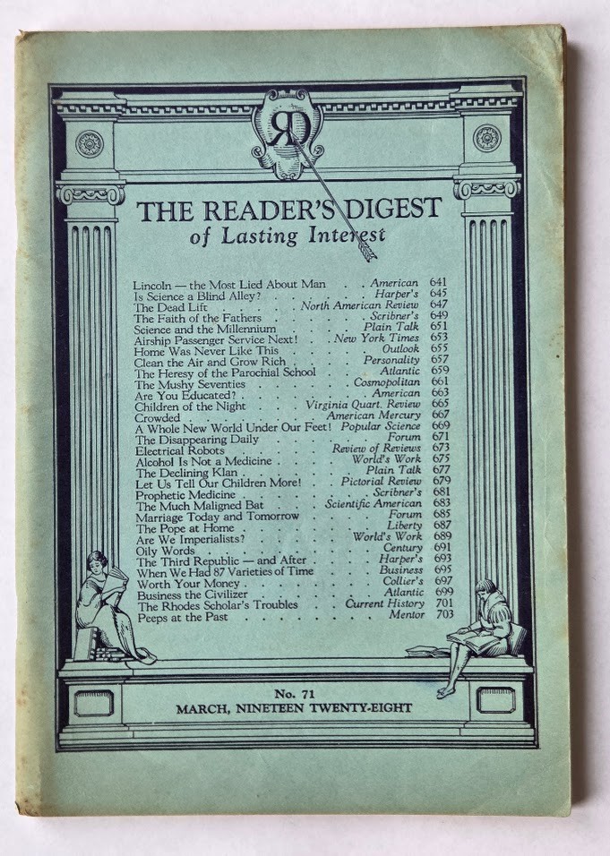 Antique 1928 The Reader&rsquo;s Digest of Lasting Interest Magazine Booklets U Choose