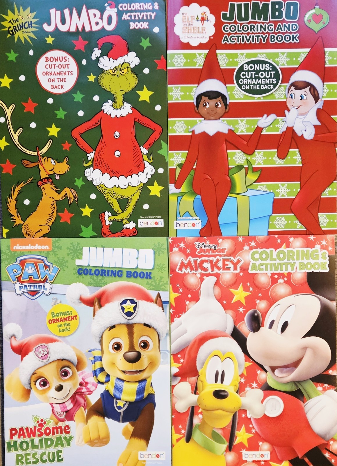 Christmas Holiday Coloring & Activity Books Lot Of 4 Popular Kid&rsquo;s Characters