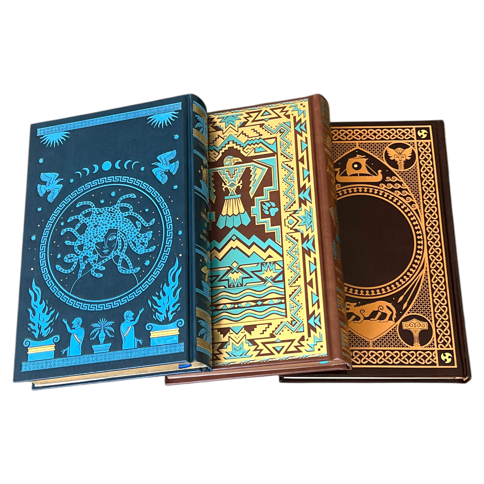 3-Book Set: Greek, Norse, Native American Mythology Bounded LEATHER Hardcover