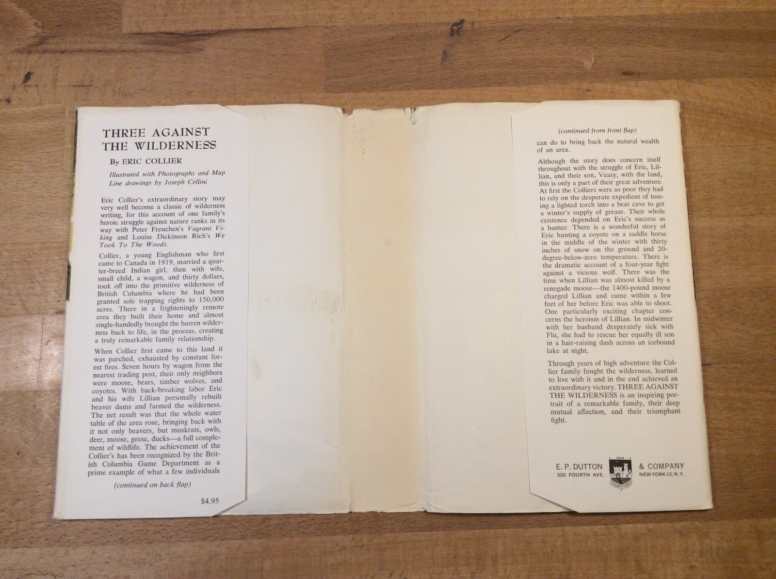 Three Against The Wilderness, Collier, 1959 Hardcover 1st Edition/1st Printing