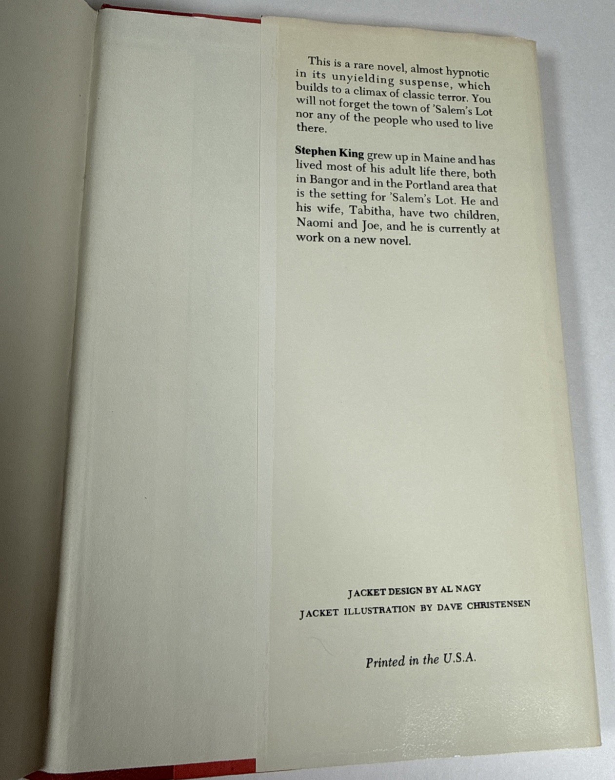 SALEM&rsquo;S LOT Stephen King 1975 Hardcover Early Book Club Edition BCE