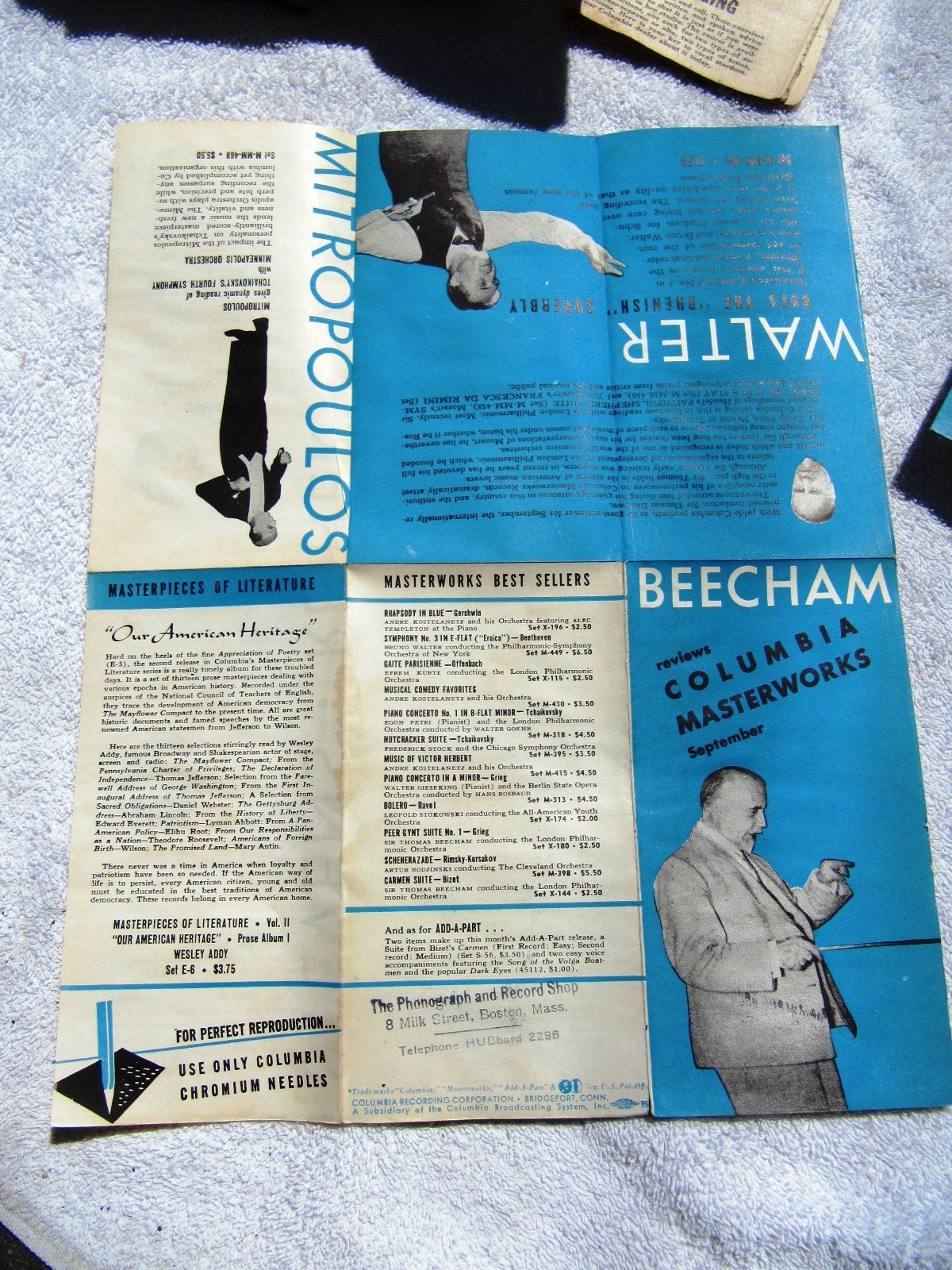 September 1941 COLUMBIA MASTERWORKS Supplement Reviews Beecham RECORD CATALOG