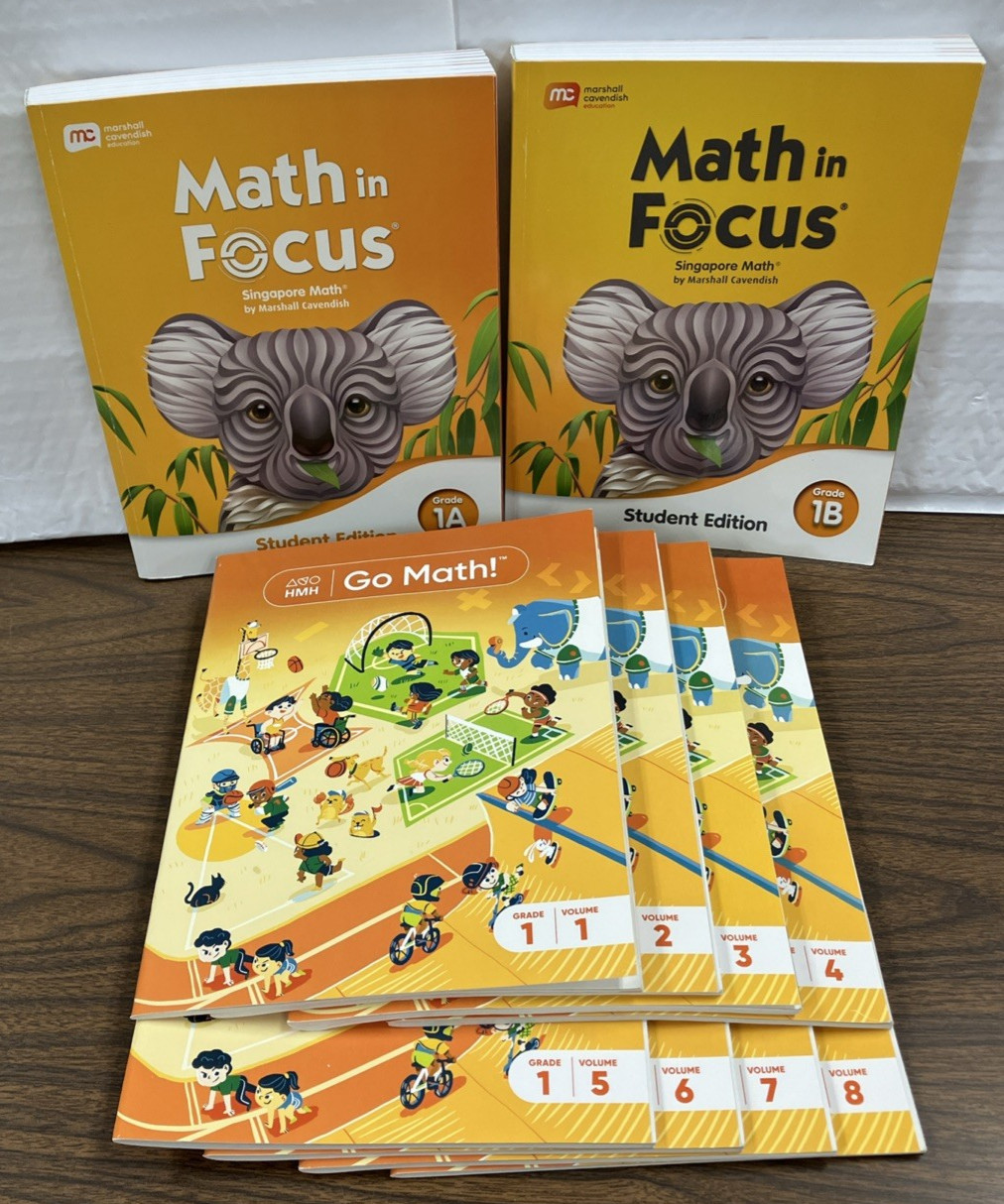 Go Math! Student Ed. Grade 1, Vol. 1-8 + Math in Focus Student Ed. Grade 1A&1B