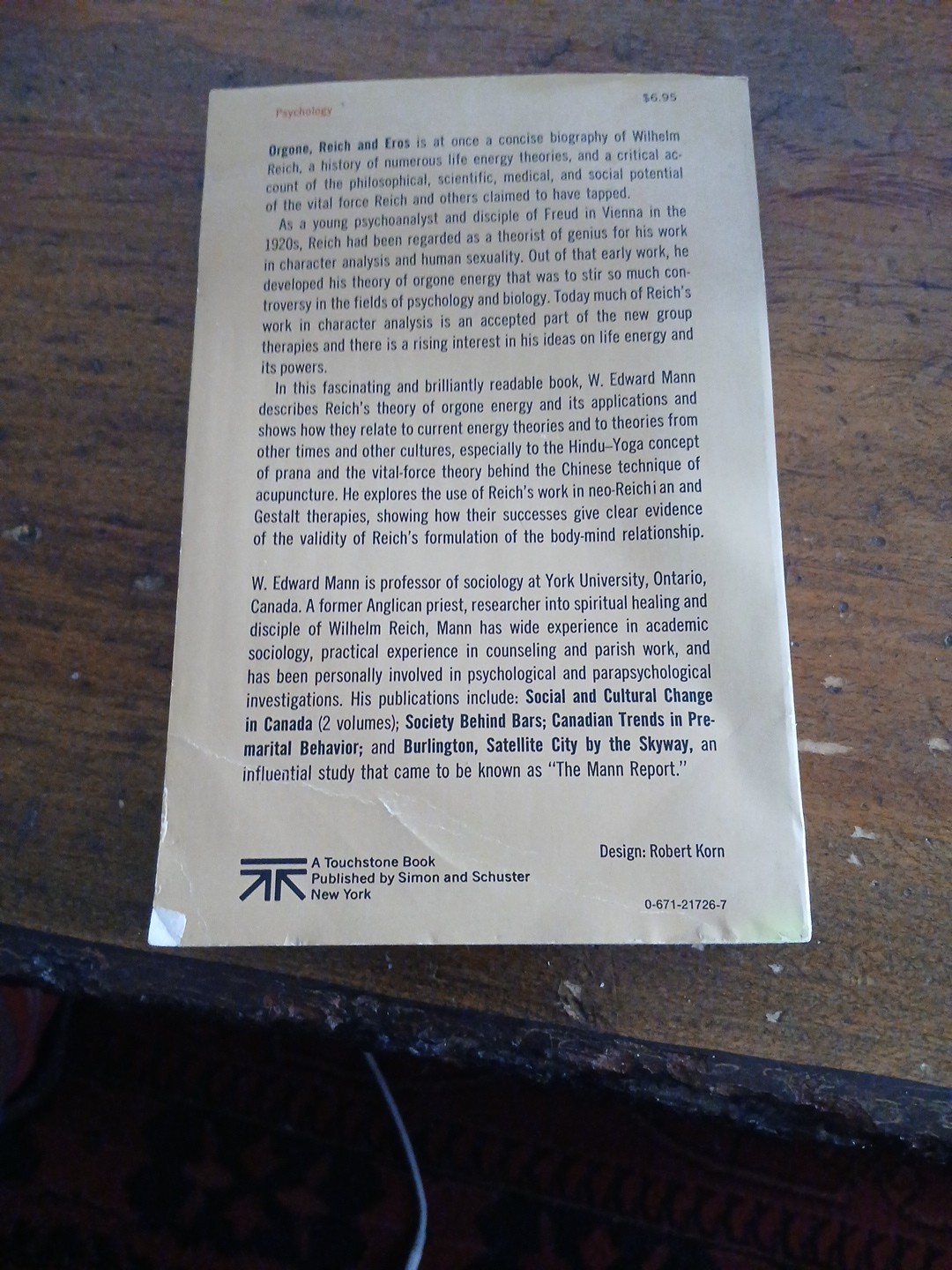 Orgone Reich and Eros Theory Of Life Energy Touchstone Books Paperback
