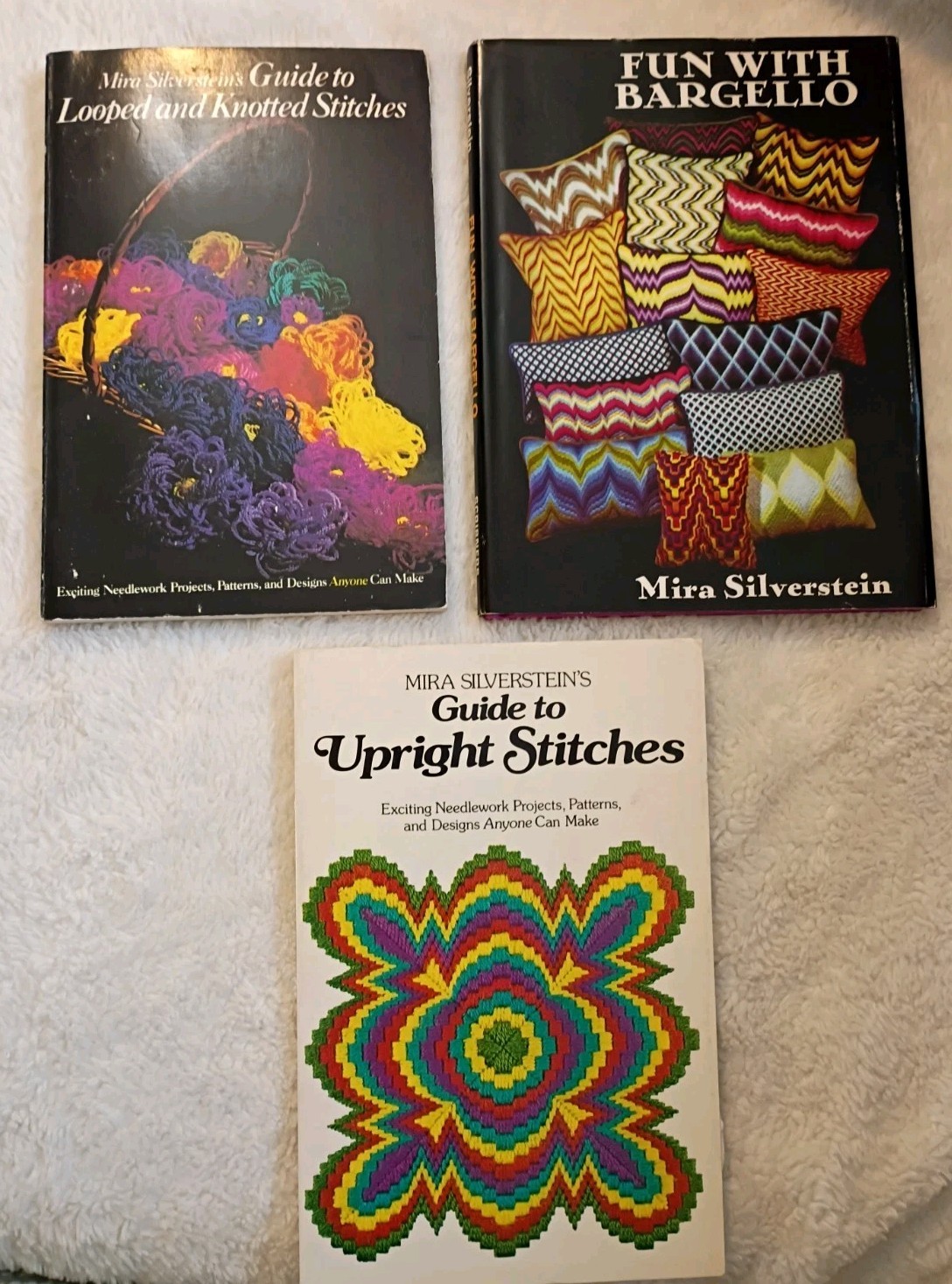 Lot of 3 Mira Silverstein&rsquo;s Needlework Books Upright, Looped & Knotted, Bargello