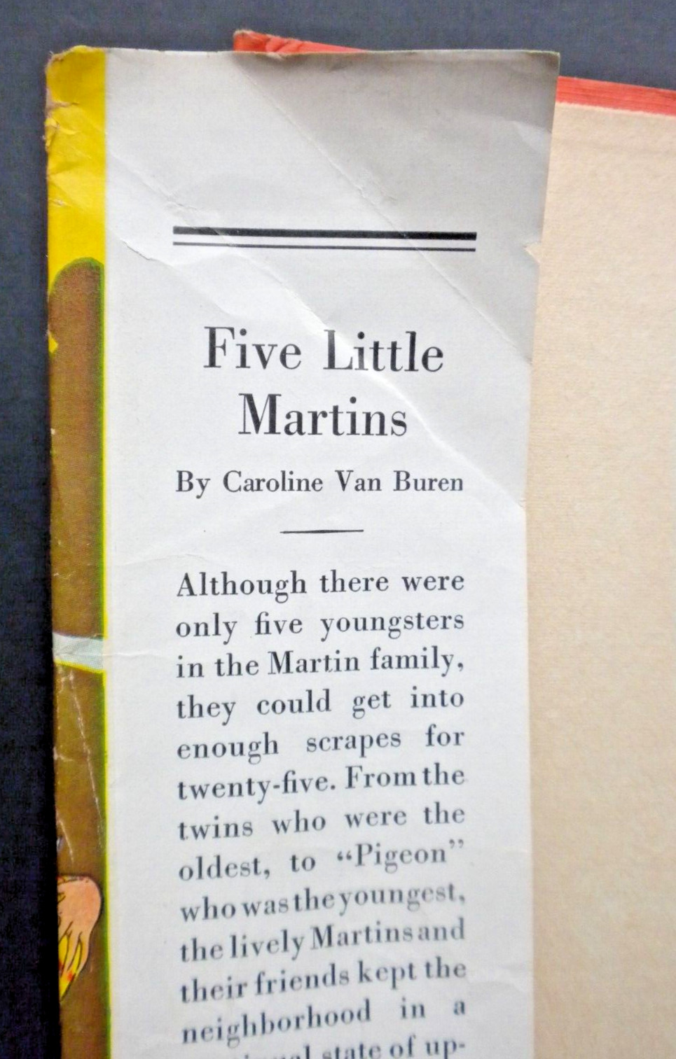 FIVE LITTLE MARTINS Caroline Van Buren 1936 Children&rsquo;s adventure novel 244 pages