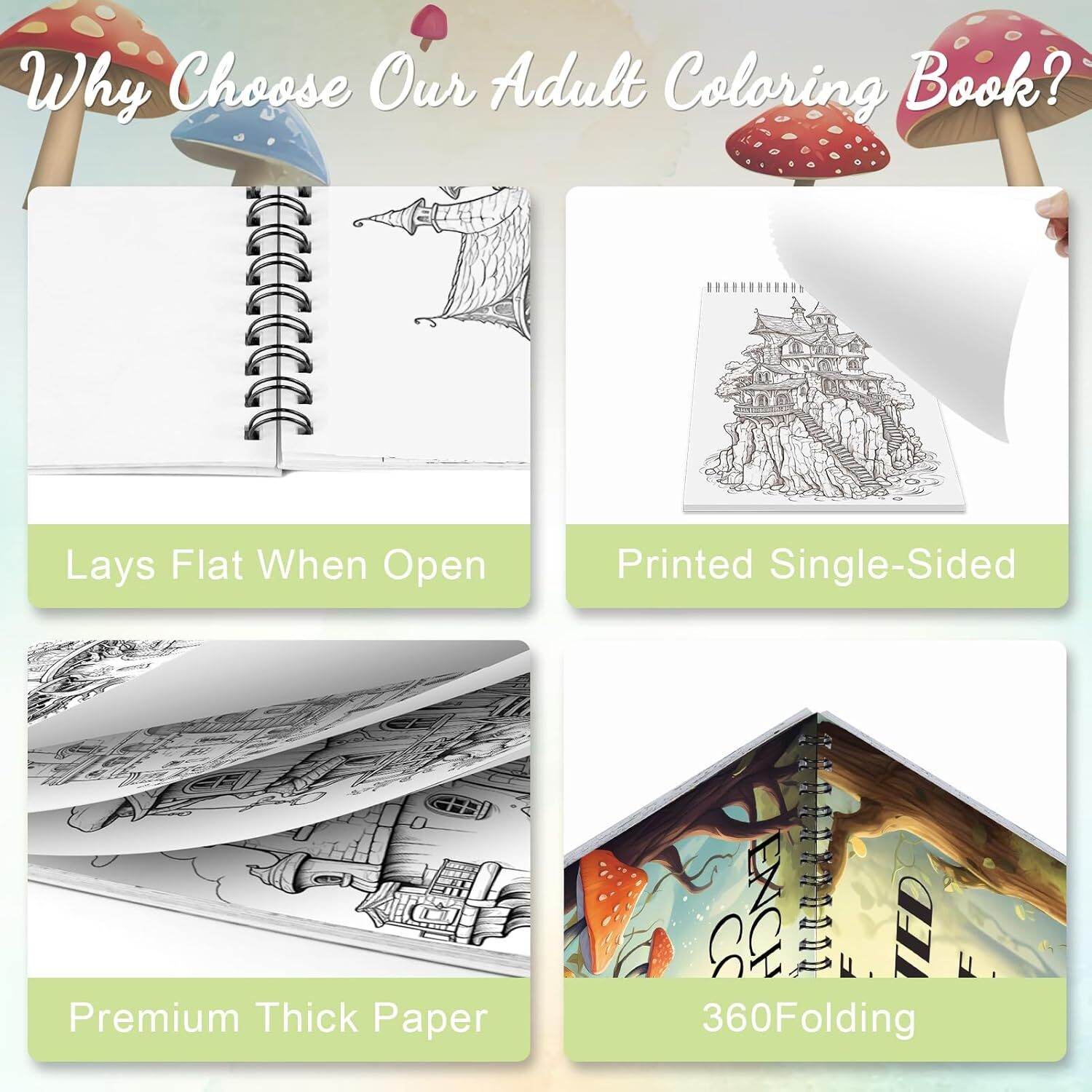 Spiral Bound Adult Coloring Book for Women, Anxiety Coloring Books for Adults Re