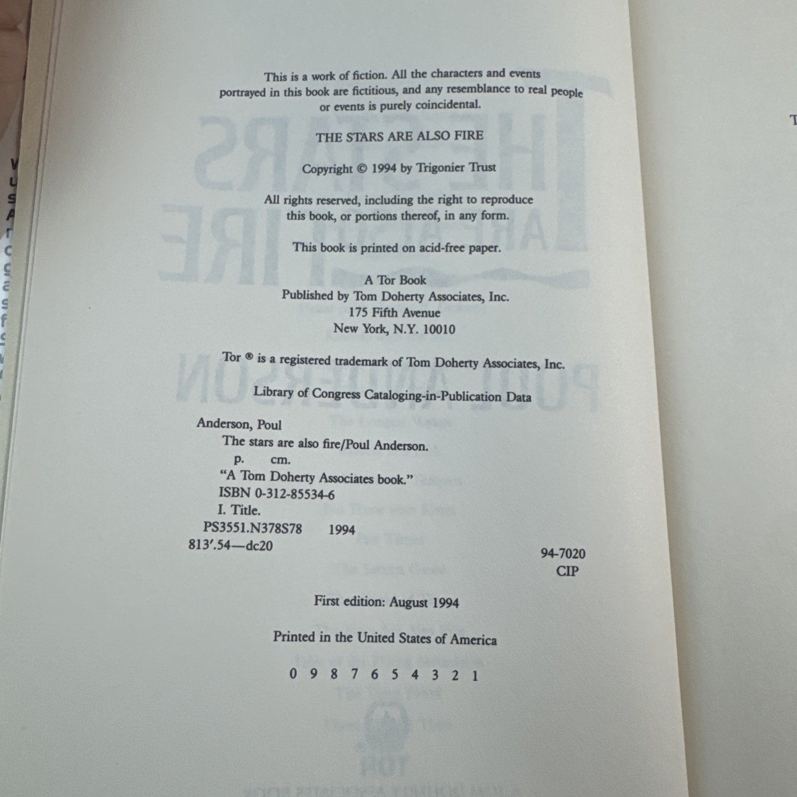 The Stars Are Also Fire By Paul Anderson First Edition First Print LIKE NEW