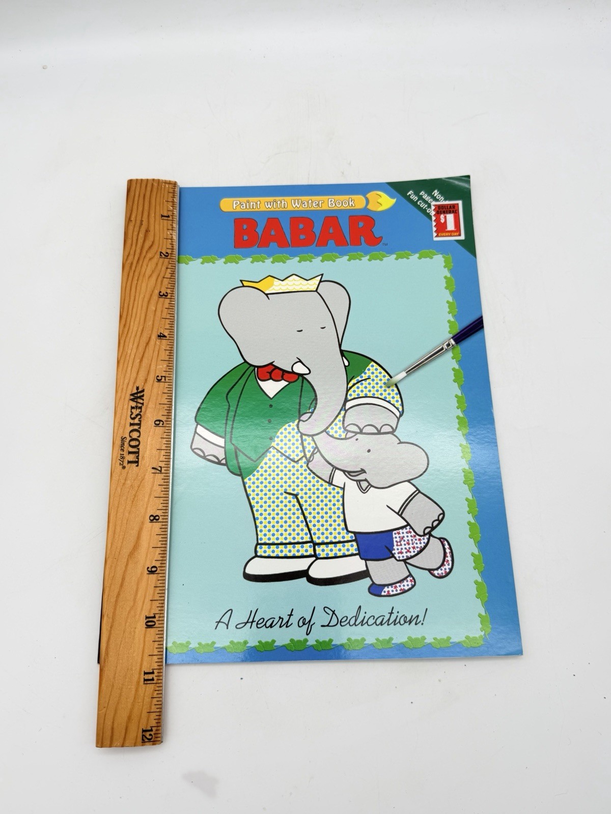 2 VINTAGE Babar the Elephant Paint With Water 16 Pages To Paint Books
