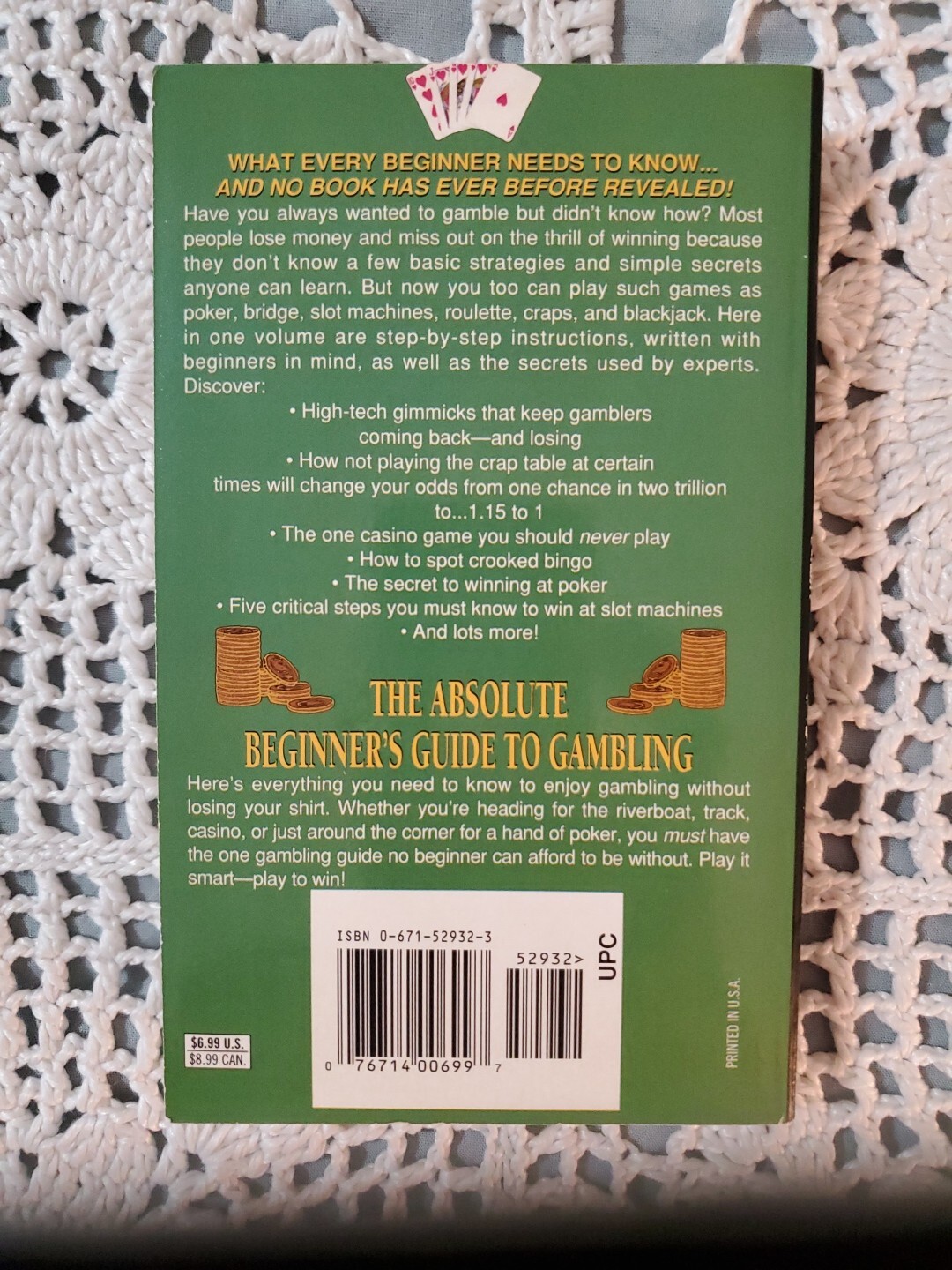 The Absolute Beginner&rsquo;s Guide to Gambling Robert Hutchinson 1996 Pocket Books LN