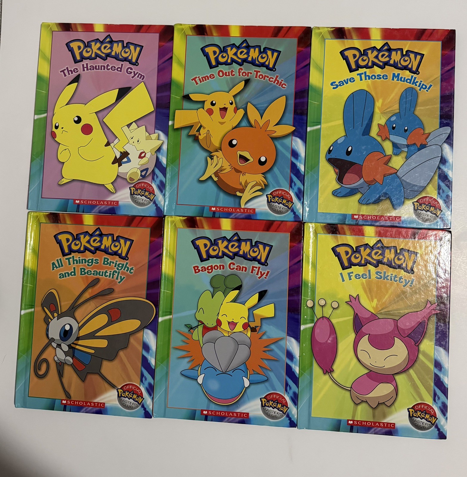 Lot Of 6 Vintage Children POKEMON Scholastic Books 2004-2005 Hardcover Pikachu