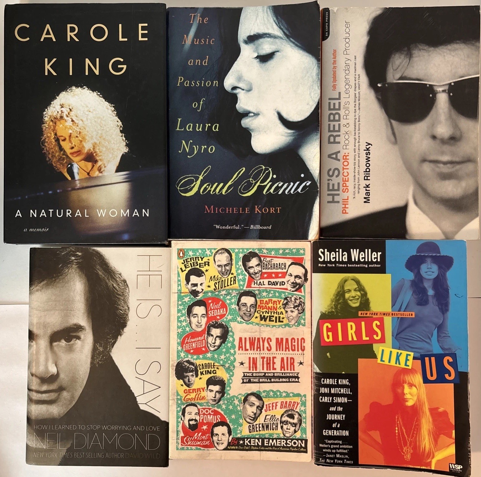 Carol King/Neil Diamond/Laura Nyro/Phil Spector-60s Brill/Rock Music-Book Lot/6