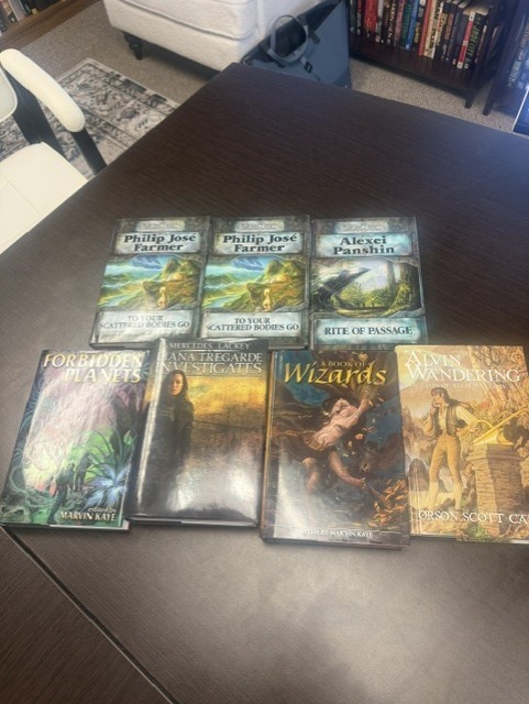 SFBC Science Fiction Book Club HC 7 Book Lot Farmer Card Kaye Panshin + Poster