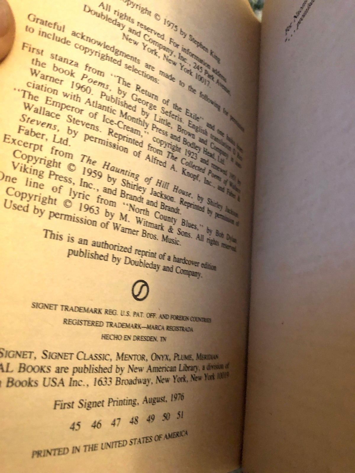 Stephen King books, Salem&rsquo;s Lot & The Stand, Signet paperbacks
