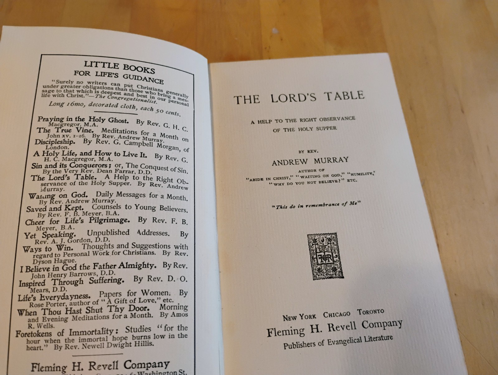 The Lord&rsquo;s Table Andrew Murray RARE Hardback Antique book 1897 Revell Christian
