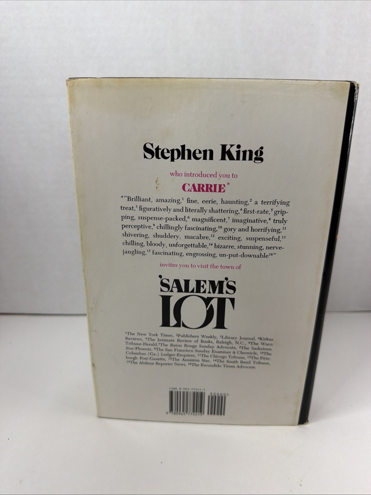 Stephen King- Salem’s Lot Hardcover Book 1975 Doubleday Dust Jacket It