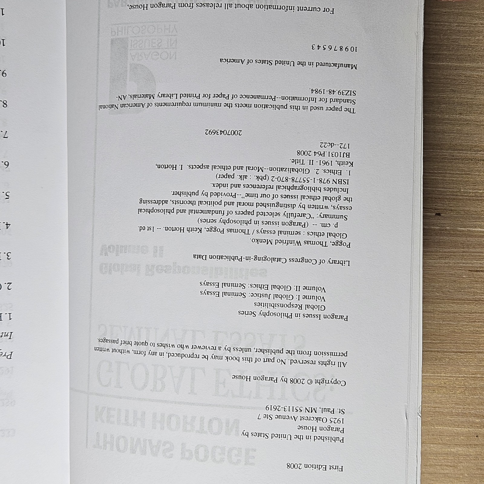 Global Ethics Seminal Essays by Keith Horton 2008 Philosophy