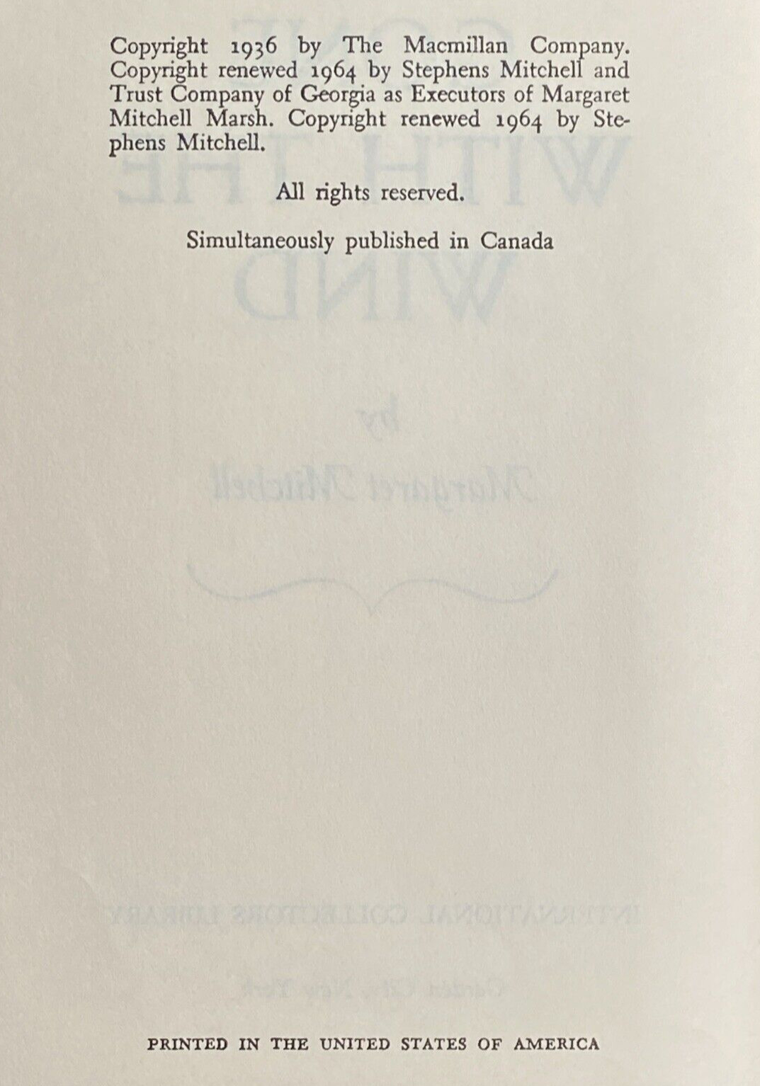 1936 Gone with the Wind by Margaret Mitchell International Collectors