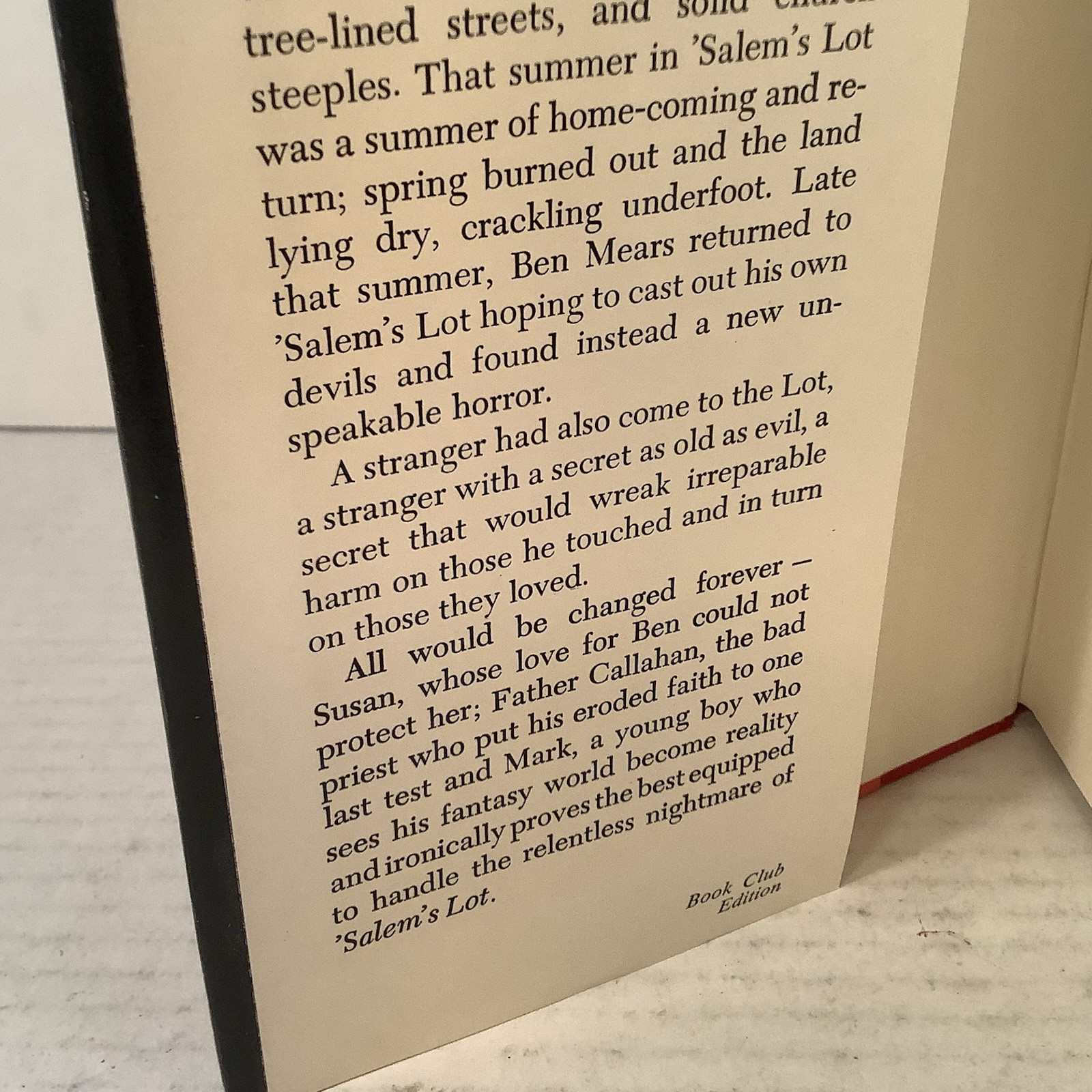 Salem&rsquo;s Lot Stephen King HCDJ 1975 BCE Book Club Edition Doubleday