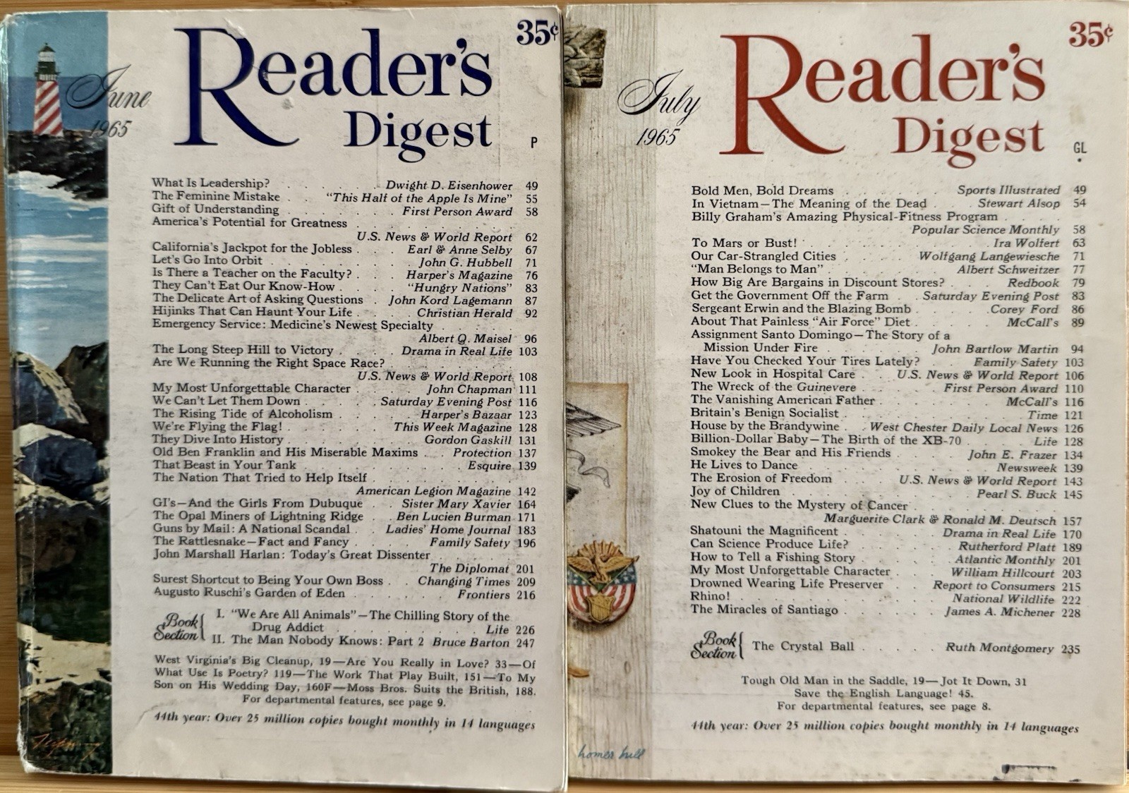 1965 June July (2) Vintage Classics READER&rsquo;S DIGEST MAGAZINE History Shorts
