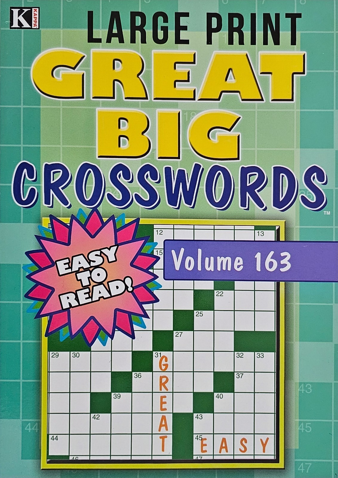 New 5 Large Print Great Big Crosswords Kappa Puzzle Books Vol#155-163 Fun Hobby