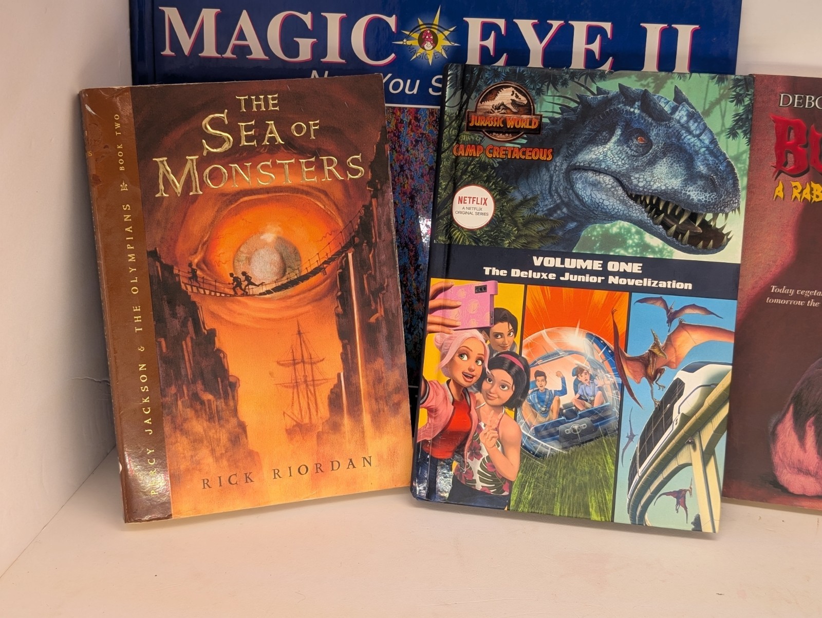 Hardcover Kids Book Lot: Sea of Monsters, Bunnicula, A Dino&rsquo;s Tale (Illus.)