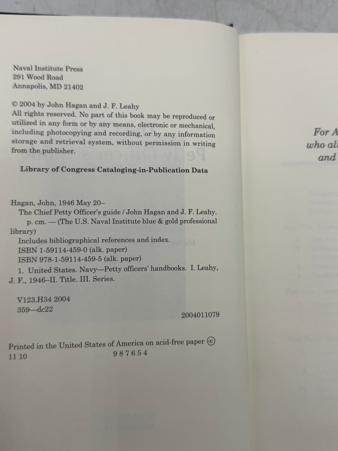 Chief Petty Officer&rsquo;s Guide Hagan & Leahy 2004 USN Naval Institute Press