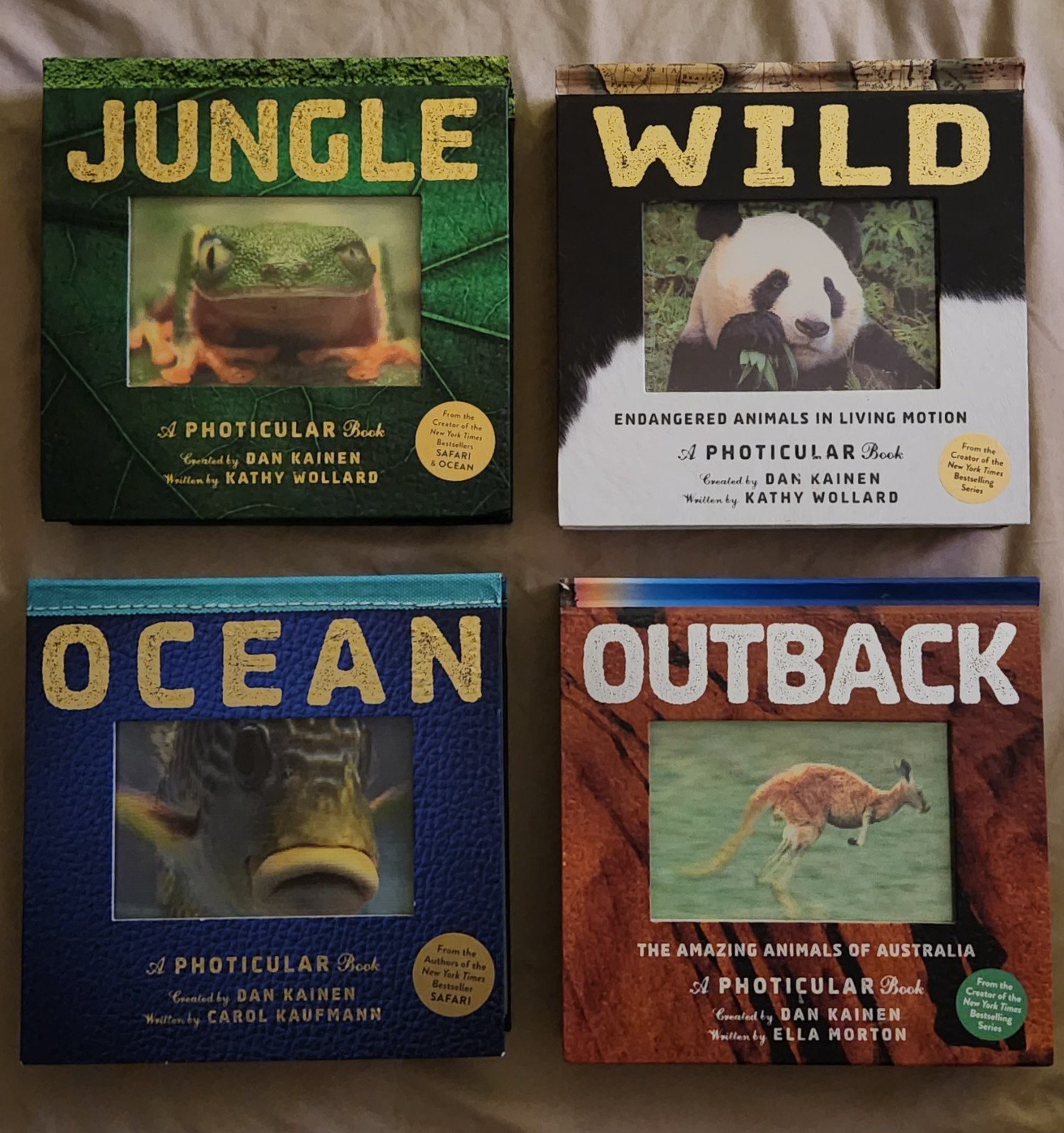 Set of 4 Dan Kainen Photicular Books Jungle Wild Ocean Outback Motion Rare