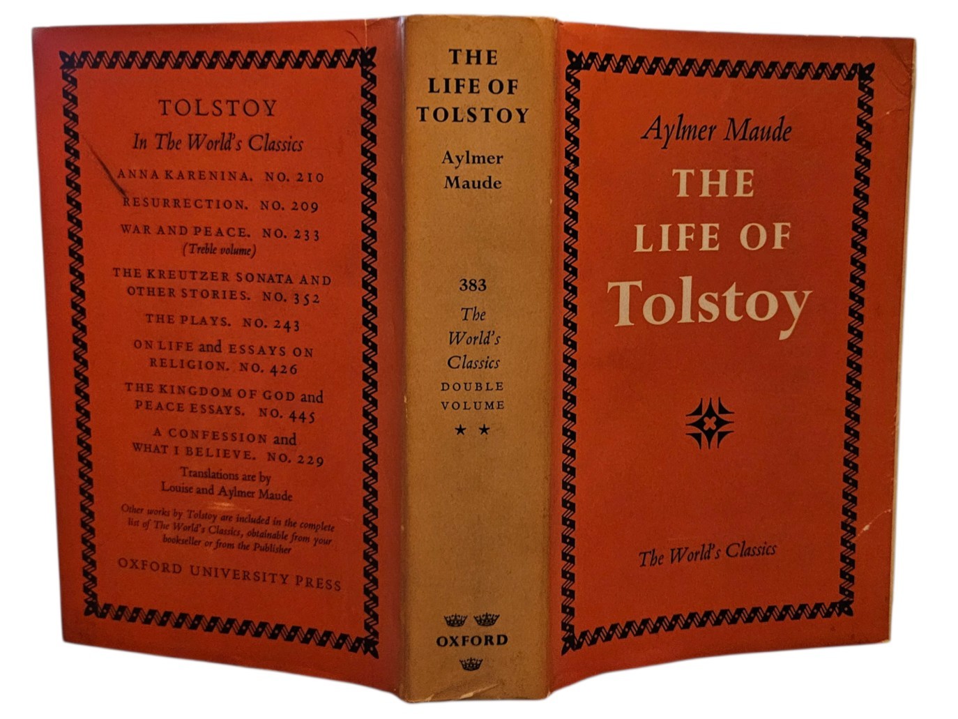 Vintage The Life of Leo Tolstoy Aylmer Maude 383 World&rsquo;s Classics Oxford HC 1953