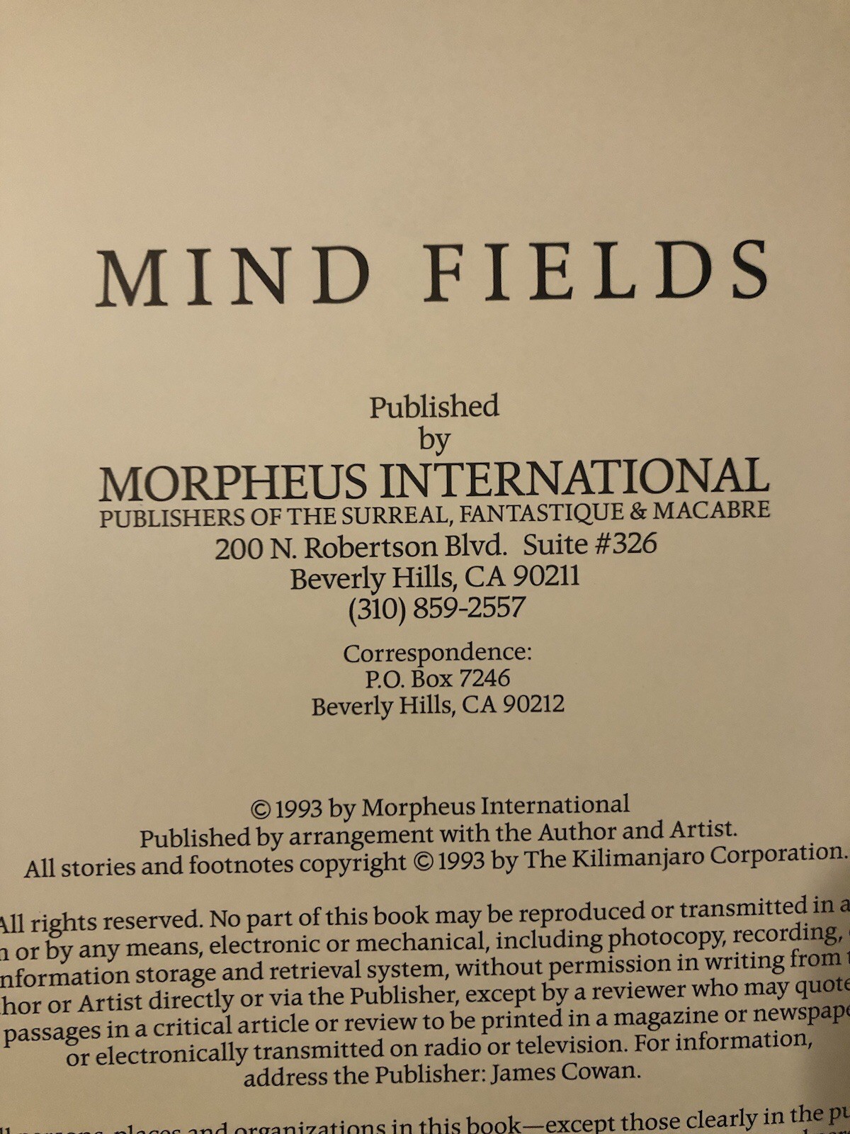 Harlan Ellison Mind Fields 1st Ed. HC – Signed – Very Good Cond 1994