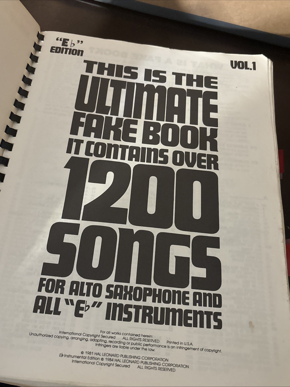 Ultimate Fake Book Over 1200 Songs Alto Saxophone And All E Instruments