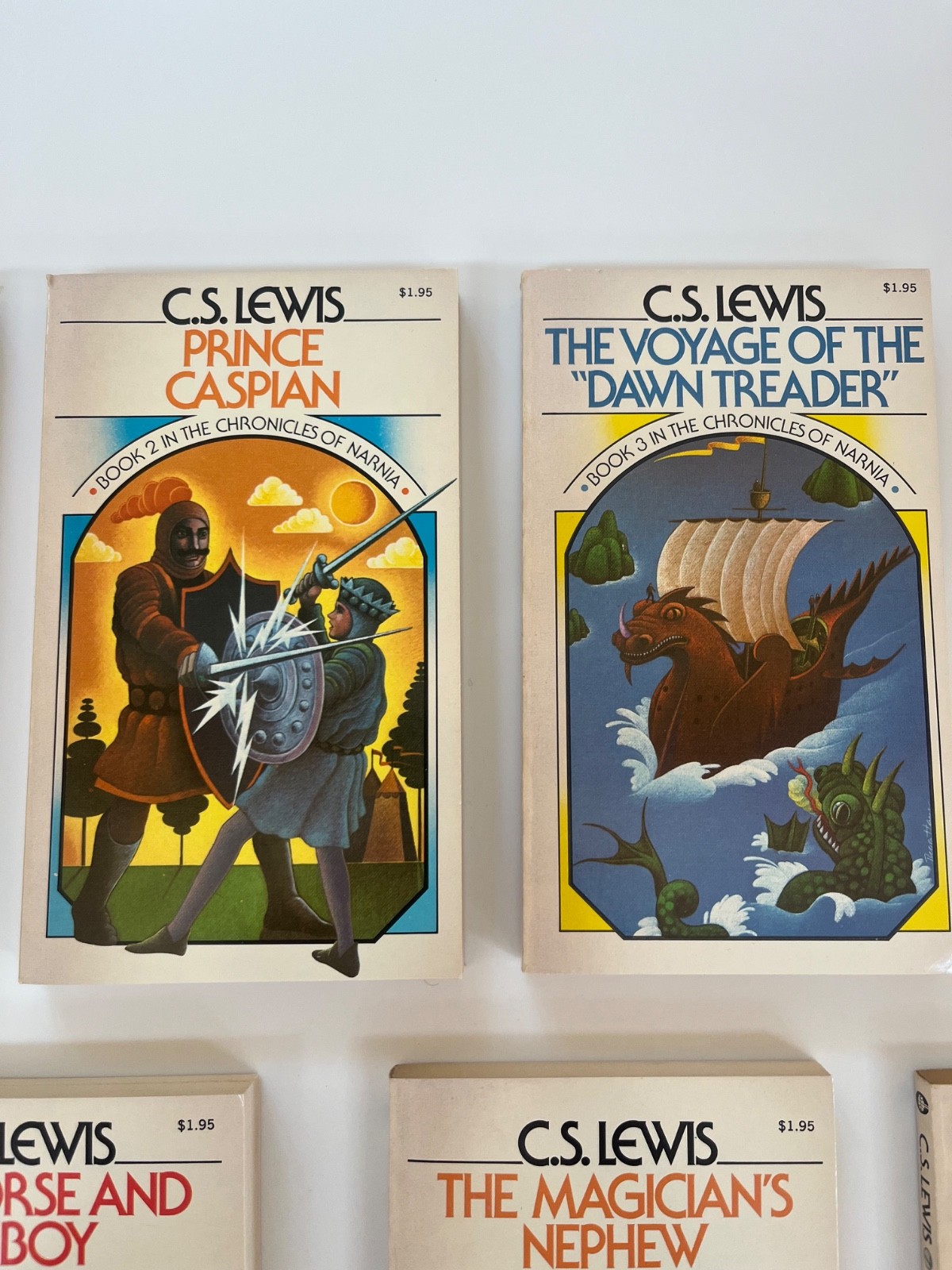 VINTAGE UNREAD 1970&rsquo;s Chronicles of Narnia Box Set 1-7 C.S. Lewis Pauline Baynes