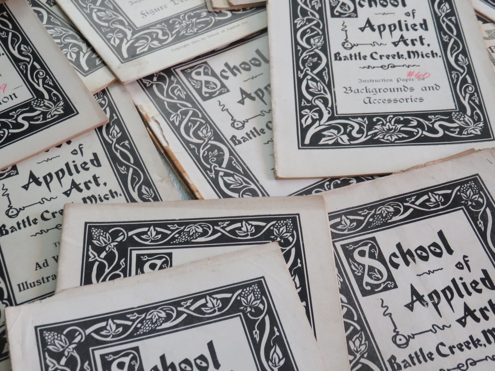 Lot of 45 1909 School of Applied Art Battle Creek, Michigan Commercial Drawing
