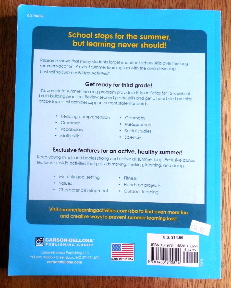 NEW! Summer Bridge Activities for Grades 2 to 3 with Flash Cards & Stickers