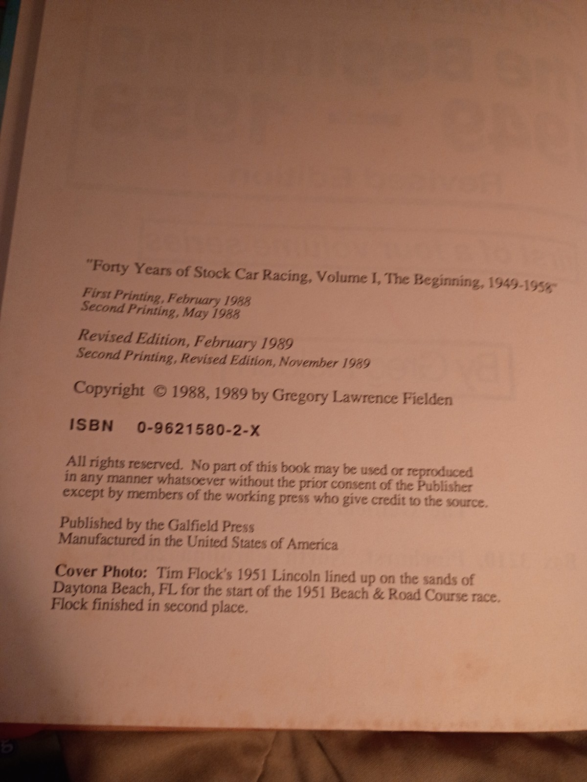 Forty Years of Stock Car Racing The Beginning 1949-1958 Vol 1 First Of Four