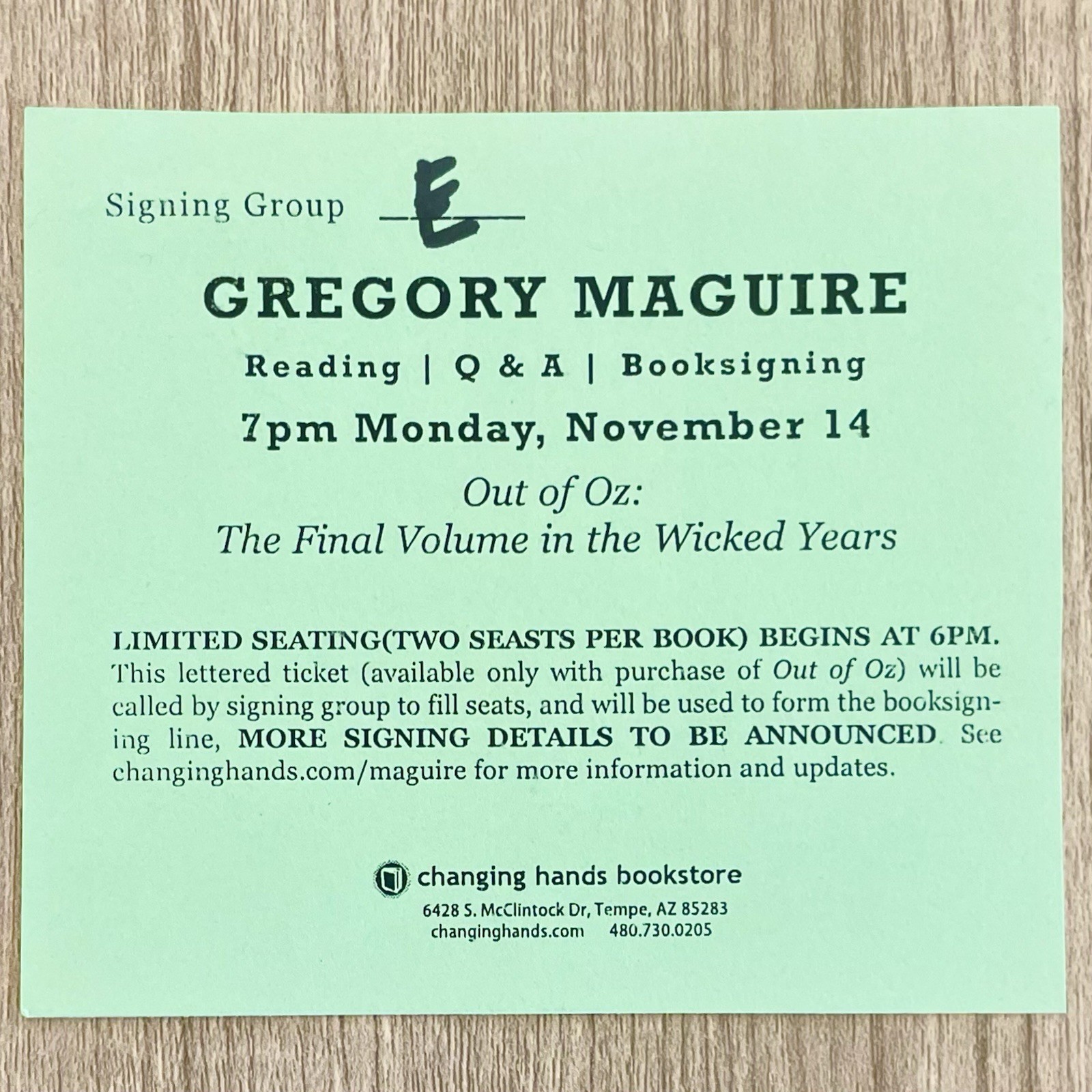 SIGNED (Wicked) OUT OF OZ by Gregory Maguire 1st Edition 1st Printing 2011 HCDJ