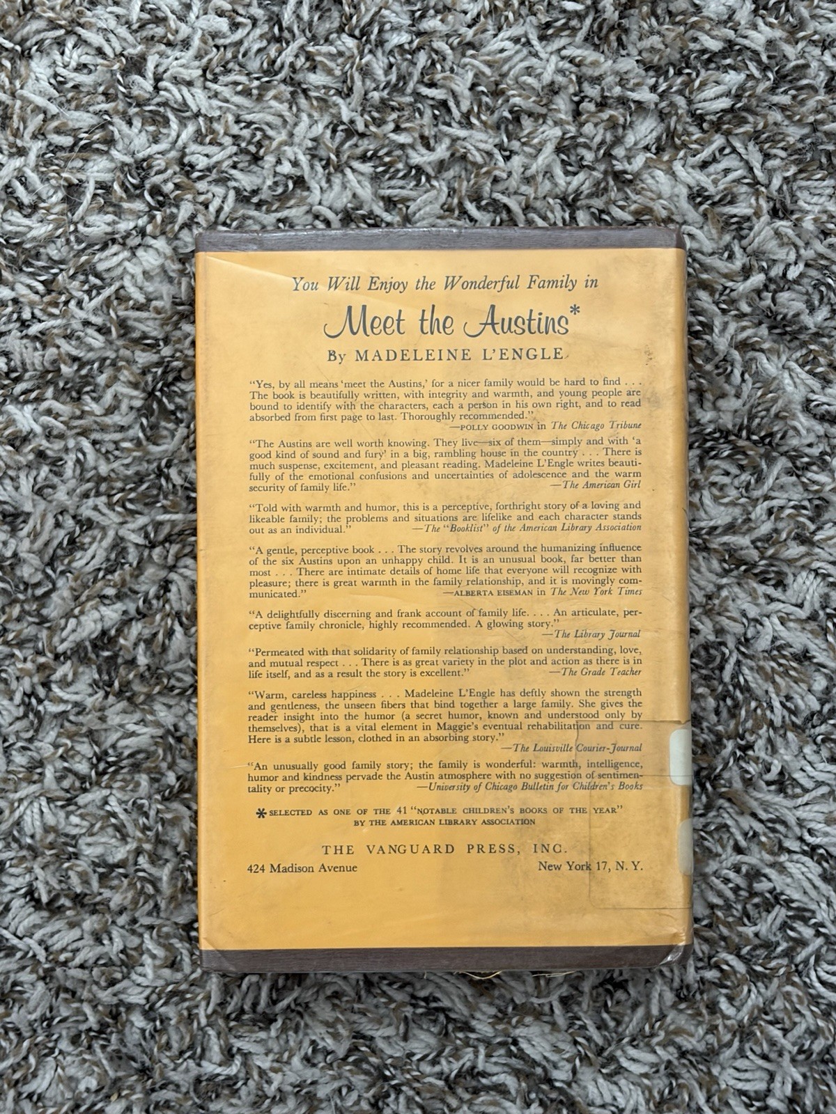 Madeleine L&rsquo;Engle Meet the Austins 1960 Library Copy Hardcover
