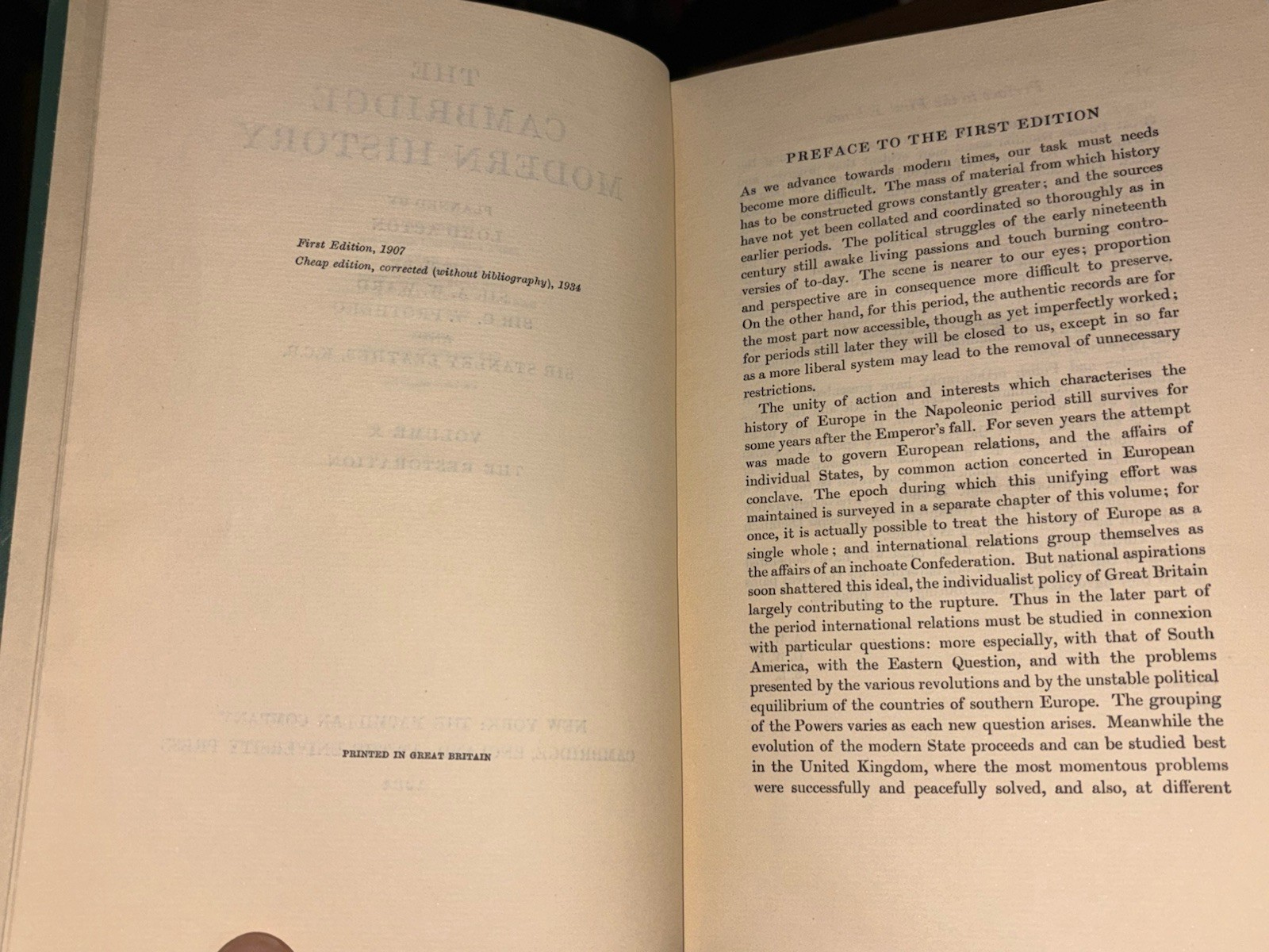 The Cambridge Modern History 1934 Macmillan Hardcover Book Lot 5 Volumes