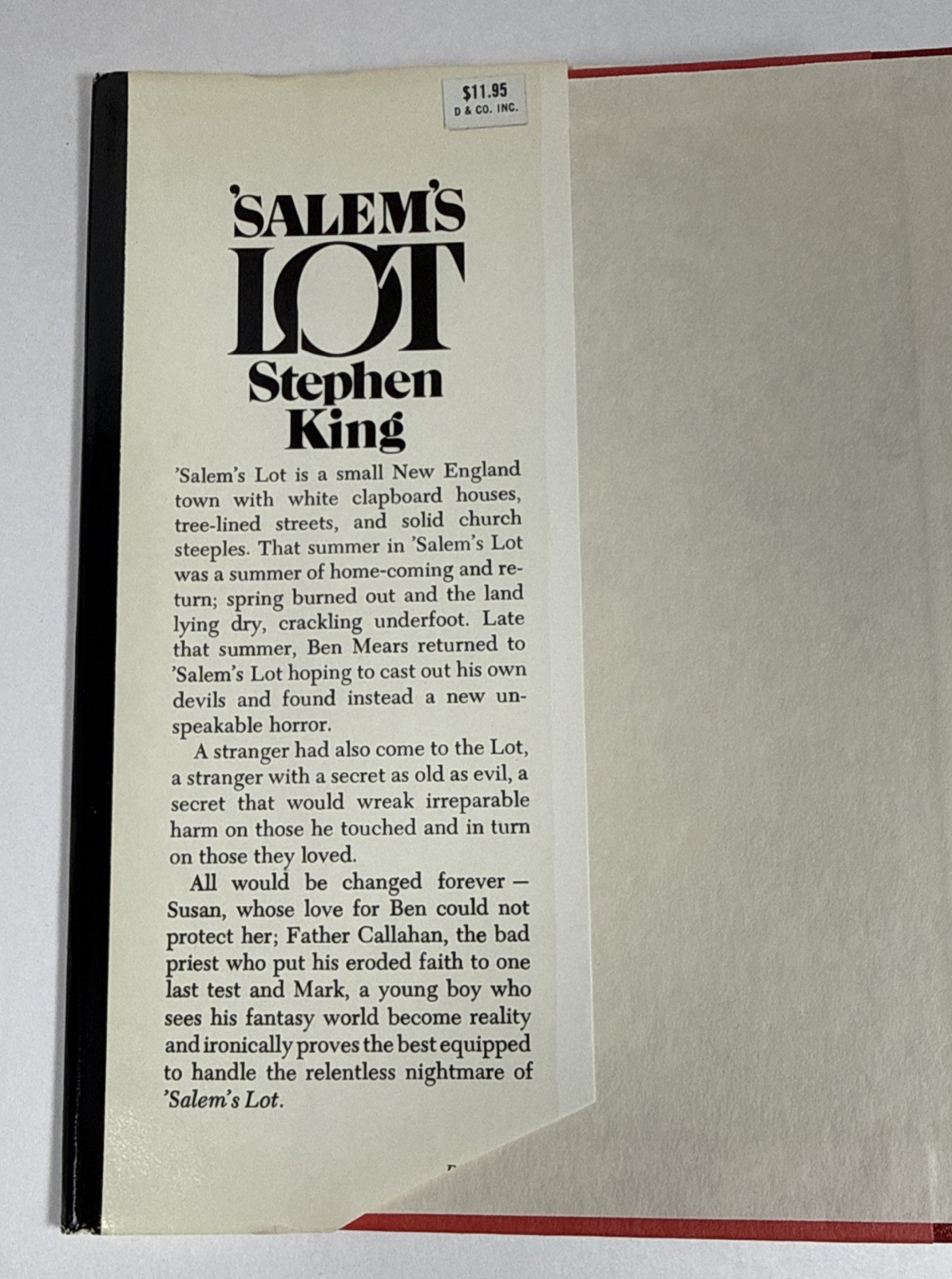 SALEM&rsquo;S LOT Stephen King 1975 Hardcover Early Book Club Edition BCE