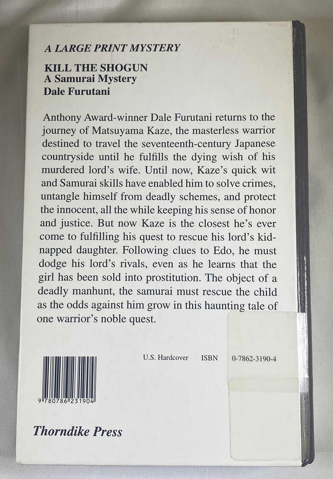 Kill The Shogun By Dale Furutani Ex Library Book Large Print ￼