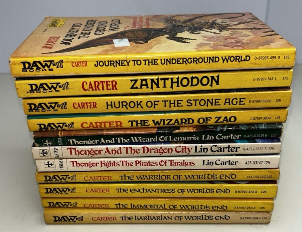 Lot of 11 Lin Carter PB Books VTG Zanthodon Thongor World&rsquo;s End 1980s
