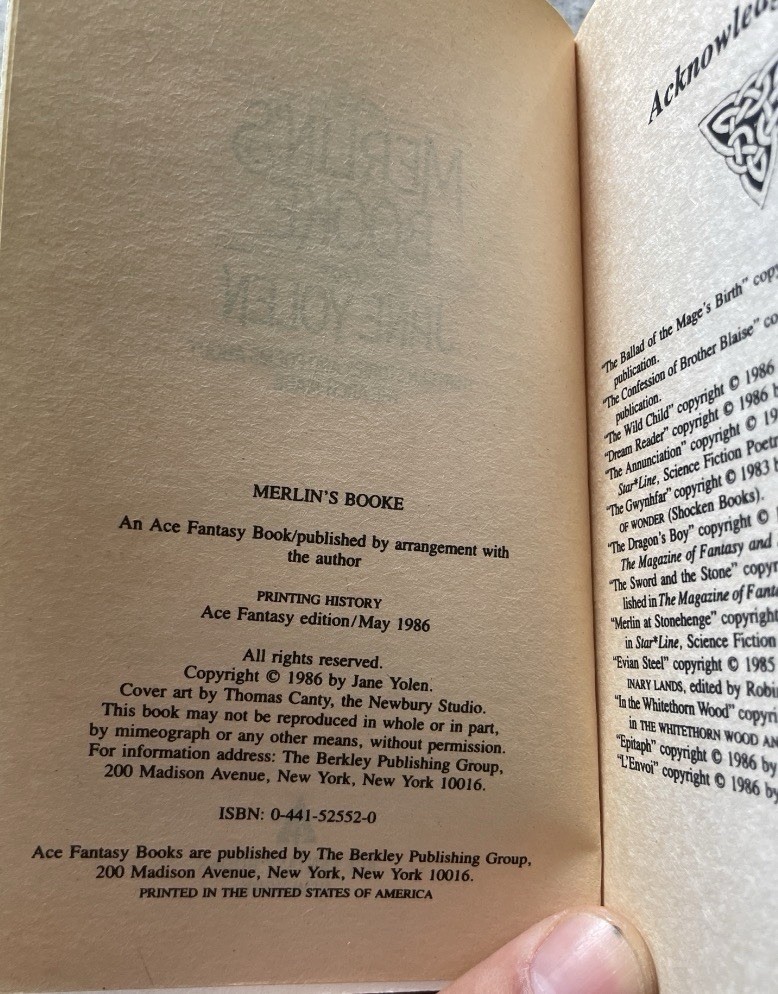 Jane Yolen Fantasy First Printing Lot – Merlin’s Booke & Briar Rose