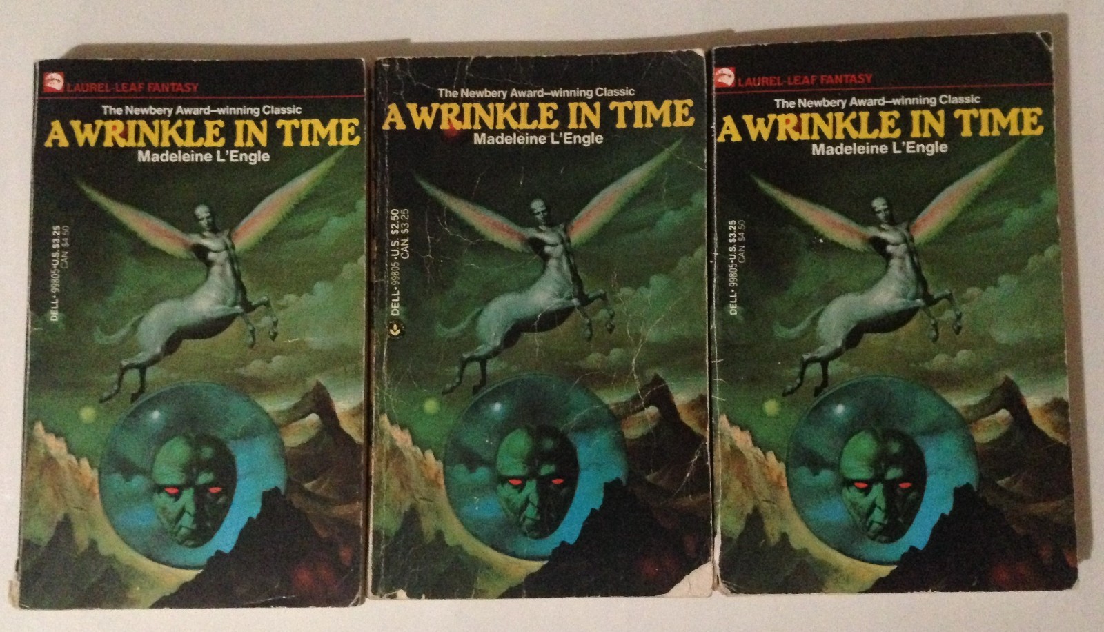 A Wrinkle in Time Madeleine L&rsquo;Engle Laurel Leaf PB Book 1976 *3 Copies*