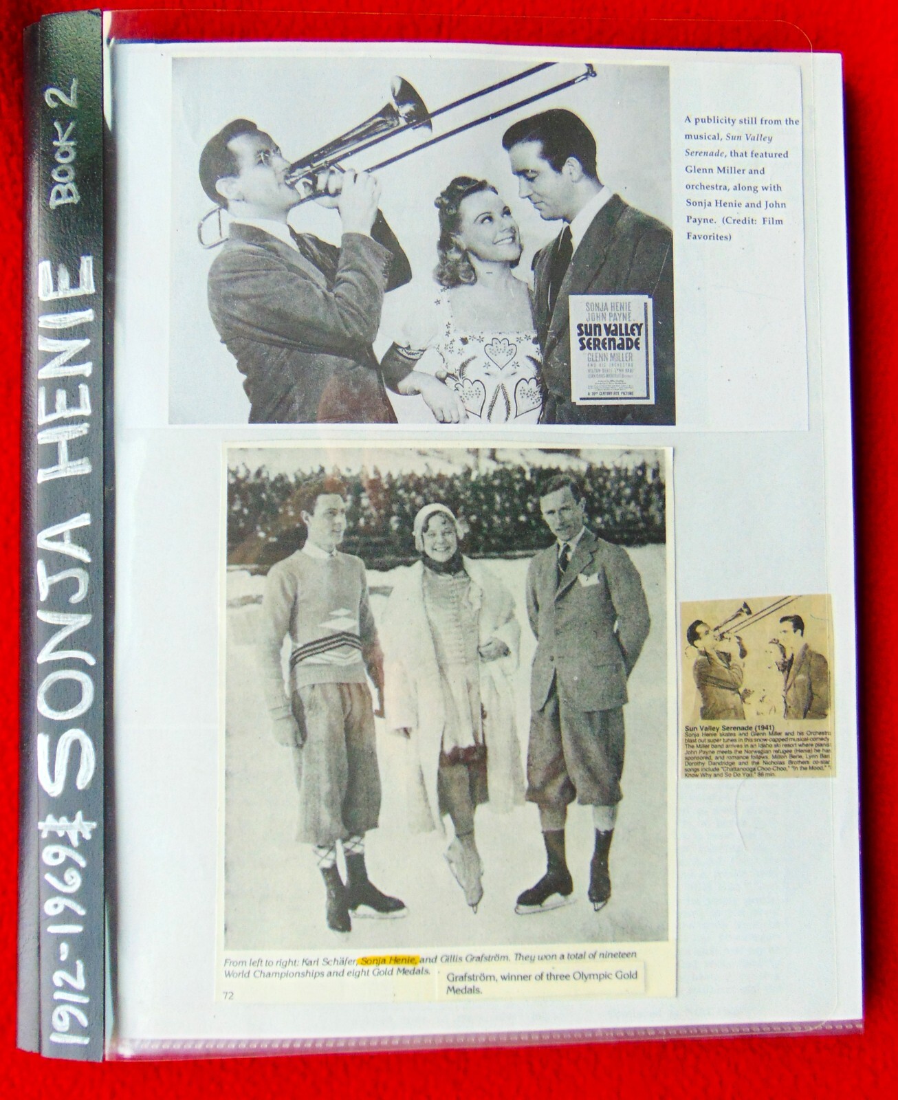 SONA HENIE ~ 2 BOOKS ~ 12 RARE STUDIO 8 x 10 PHOTOS ~ 78 TOTAL PAGES MEMORABILIA