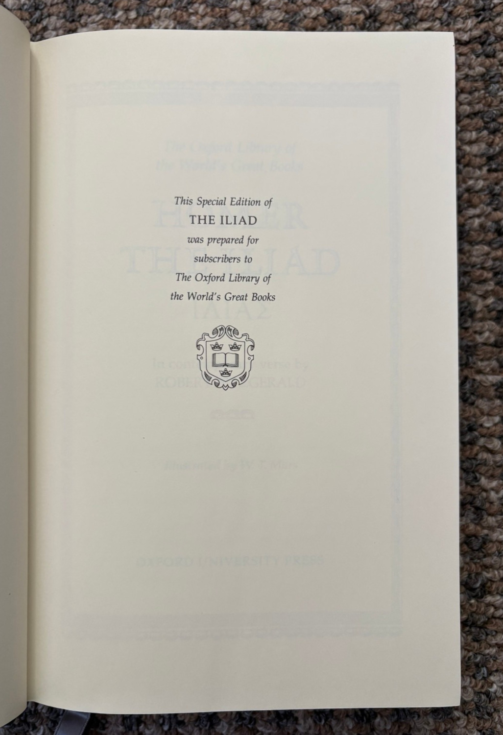 FINE BINDING Oxford Library of World&rsquo;s Great Books edition of Homer&rsquo;s « Iliad »