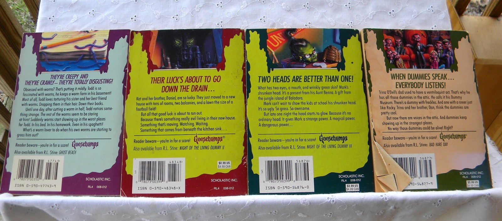 Goosebumps R.L. Stine Lot of 8 PB books Calling All Creeps! Go Eat Worms!